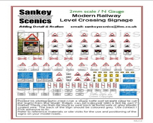 2mm Scale Modern Railway Level Crossing Signage