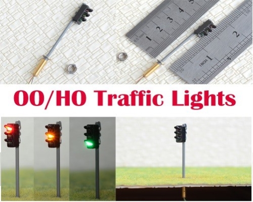 Model Railway traffic lights x 2 metal base HO/00 1:76 scale